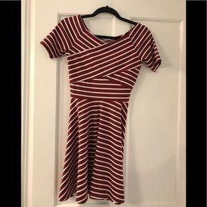 Red and white striped party dress